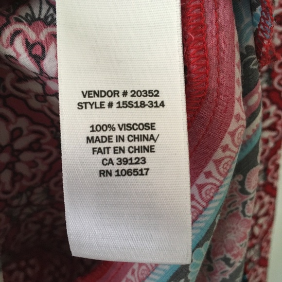 Northern Reflections Red Border Print Tunic Boho Size Medium - Picture 7 of 10